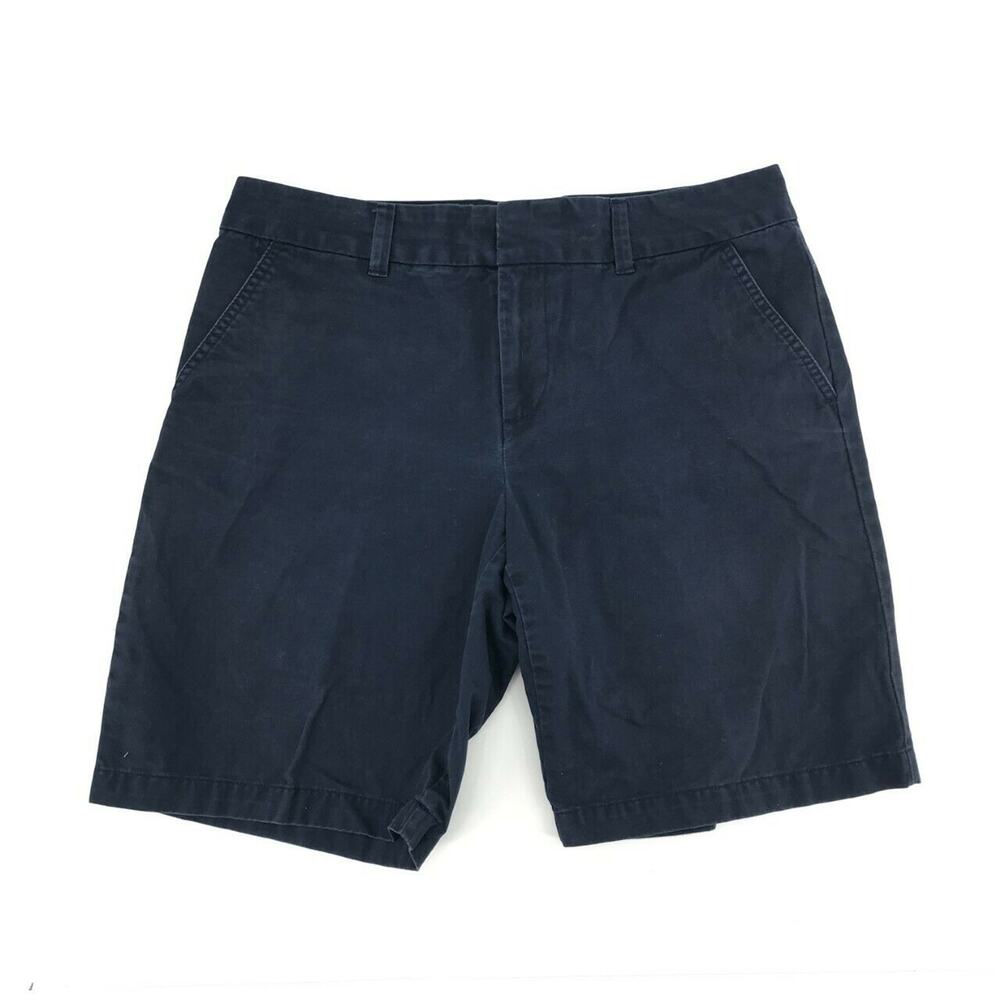 Tommy Hilfiger Women's Mid Calf Bermuda Shorts Size 8 Navy Blue 100% Cotton Zip
